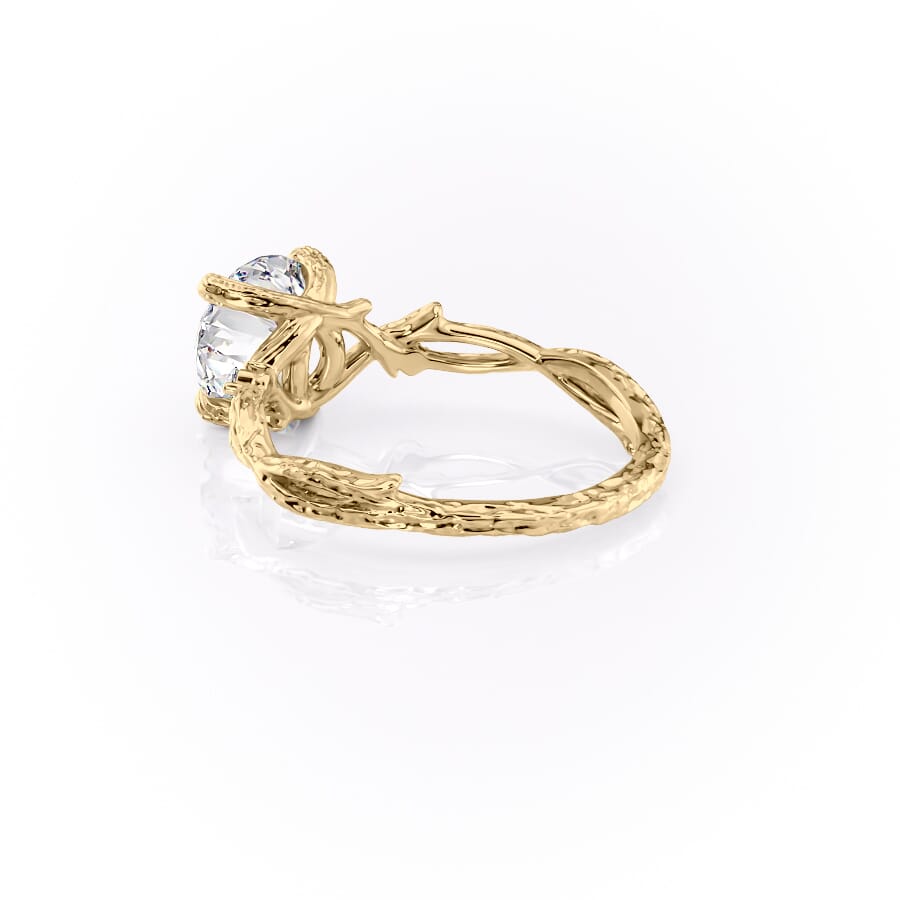Elysian Glow 1.50 Carat VVS1 Lab-Grown Textured Three Stone Ring in 18K Yellow Gold Left Cross View