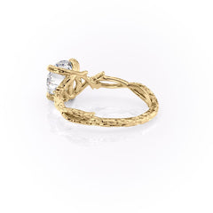 Elysian Glow 1.50 Carat VVS1 Lab-Grown Textured Three Stone Ring in 18K Yellow Gold Left Cross View