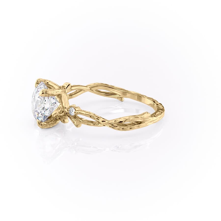 Elysian Glow 1.50 Carat VVS1 Lab-Grown Textured Three Stone Ring in 18K Yellow Gold Left View
