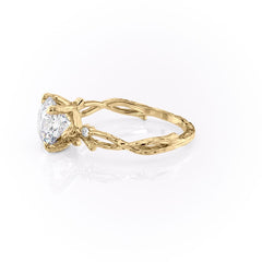 Elysian Glow 1.50 Carat VVS1 Lab-Grown Textured Three Stone Ring in 18K Yellow Gold Left View