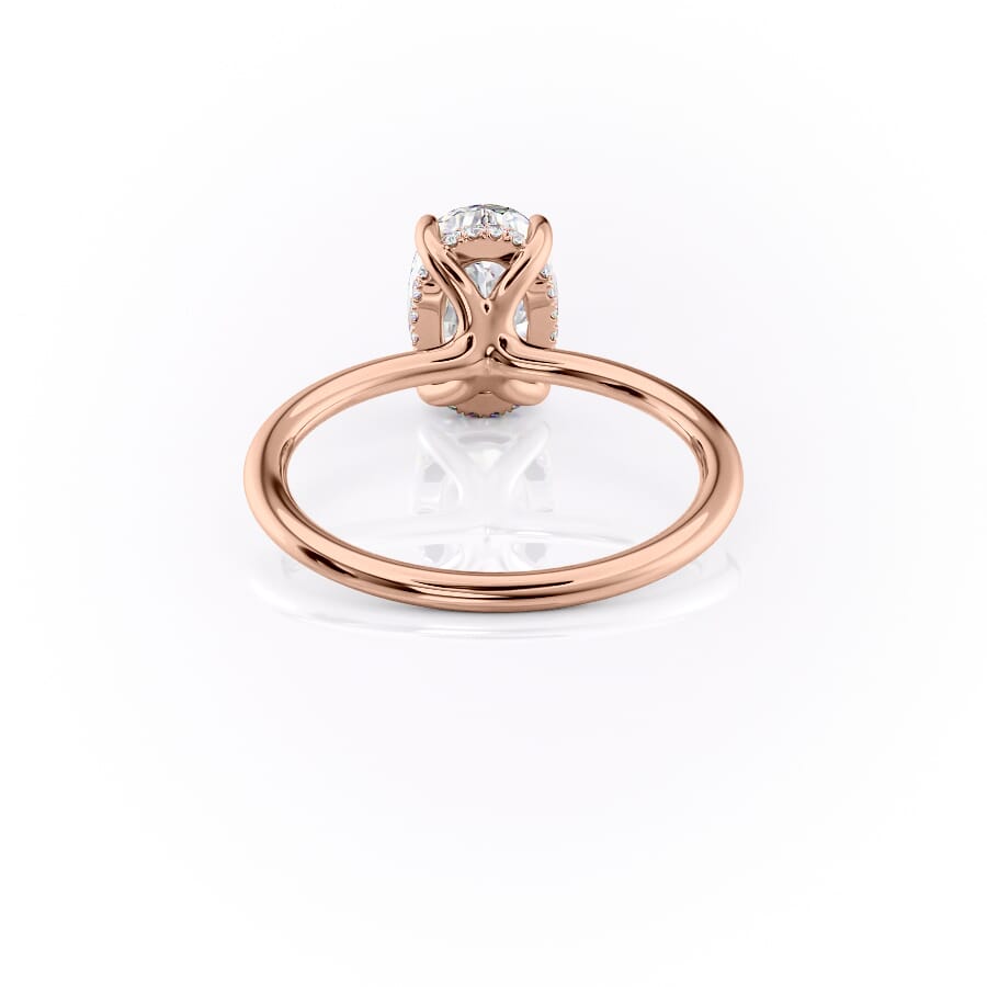 Elysian Oval 1.58 Carat VVS1 Lab-Grown Hidden Halo Engagement Ring in 18K Rose Gold Back View