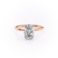 Elysian Oval 1.58 Carat VVS1 Lab-Grown Hidden Halo Engagement Ring in 18K Rose Gold Front View