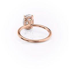 Elysian Oval 1.58 Carat VVS1 Lab-Grown Hidden Halo Engagement Ring in 18K Rose Gold Left Side Cross View