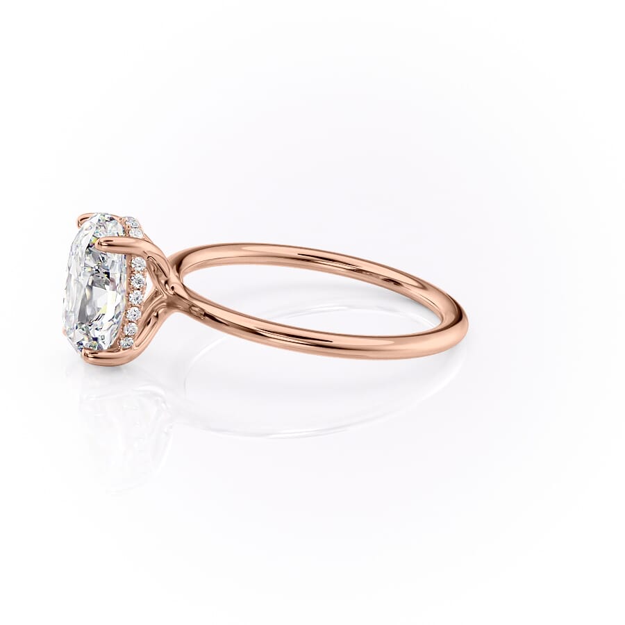 Elysian Oval 1.58 Carat VVS1 Lab-Grown Hidden Halo Engagement Ring in 18K Rose Gold Left Side View