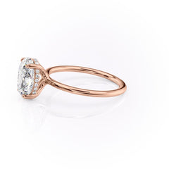 Elysian Oval 1.58 Carat VVS1 Lab-Grown Hidden Halo Engagement Ring in 18K Rose Gold Left Side View