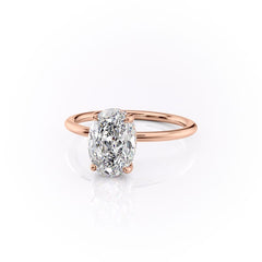 Elysian Oval 1.58 Carat VVS1 Lab-Grown Hidden Halo Engagement Ring in 18K Rose Gold Left View