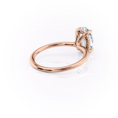 Elysian Oval 1.58 Carat VVS1 Lab-Grown Hidden Halo Engagement Ring in 18K Rose Gold Right Side Cross View