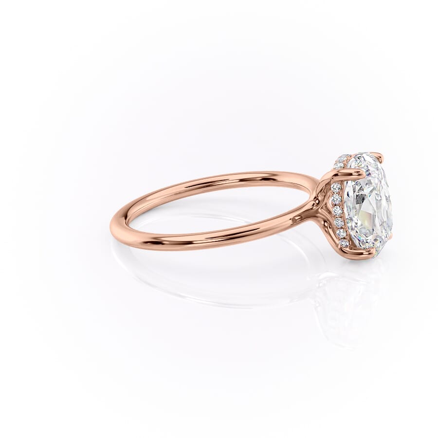 Elysian Oval 1.58 Carat VVS1 Lab-Grown Hidden Halo Engagement Ring in 18K Rose Gold Right Side View
