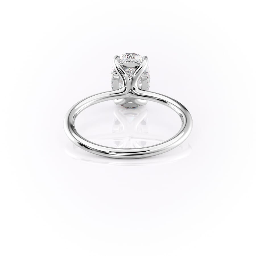Elysian Oval 1.58 Carat VVS1 Lab-Grown Hidden Halo Engagement Ring in 18K White Gold Back View