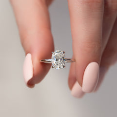 Elysian Oval 1.58 Carat VVS1 Lab-Grown Hidden Halo Engagement Ring in 18K White Gold Closeup View