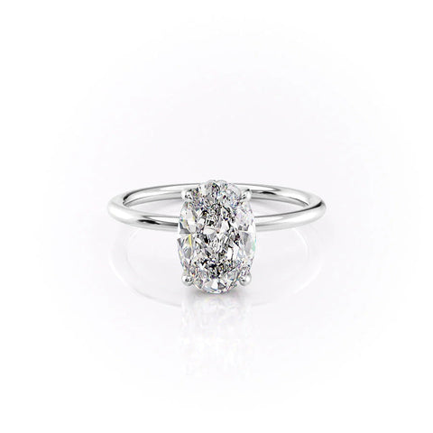 Elysian Oval 1.58 Carat VVS Lab-Grown Hidden Halo Engagement Ring in 18K Gold