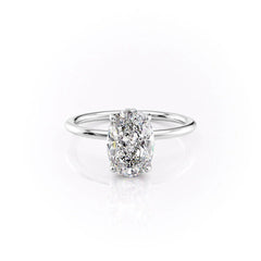 Elysian Oval 1.58 Carat VVS1 Lab-Grown Hidden Halo Engagement Ring in 18K White Gold Front View