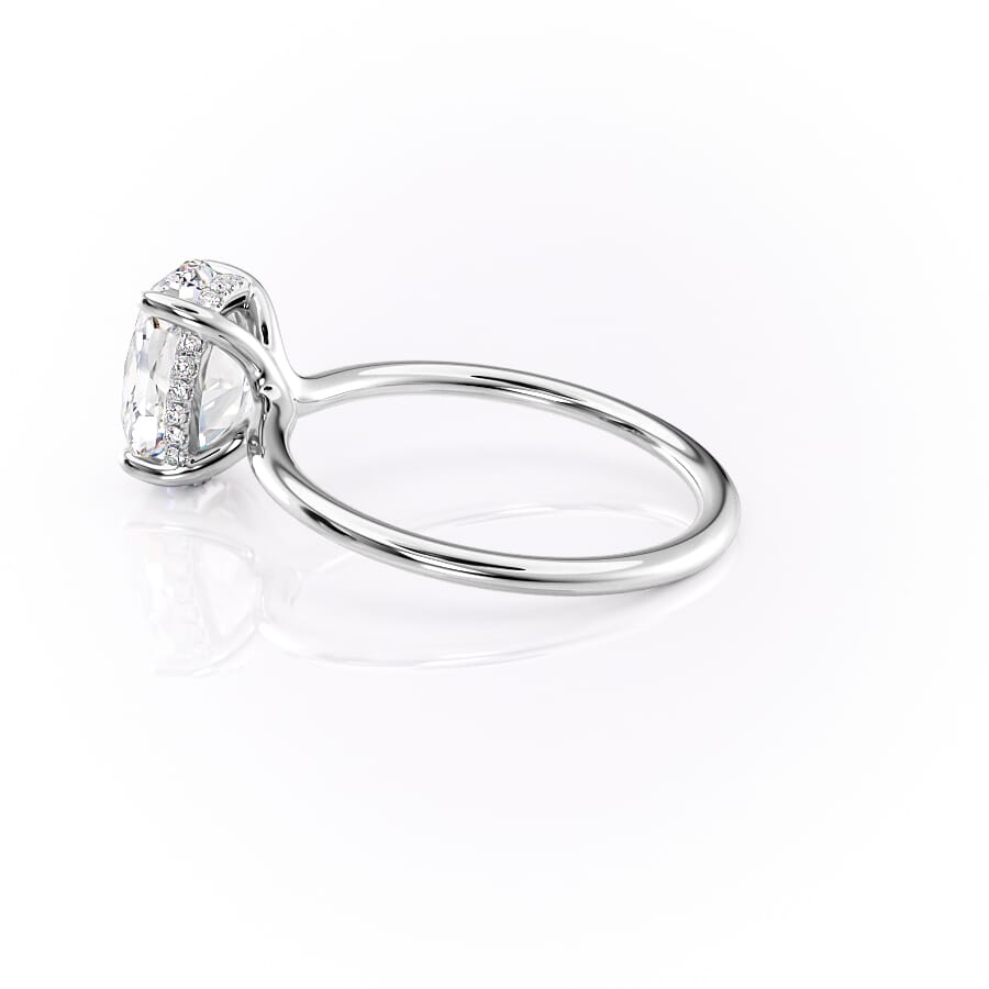 Elysian Oval 1.58 Carat VVS1 Lab-Grown Hidden Halo Engagement Ring in 18K White Gold Left Side Cross View