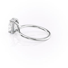 Elysian Oval 1.58 Carat VVS1 Lab-Grown Hidden Halo Engagement Ring in 18K White Gold Left Side Cross View