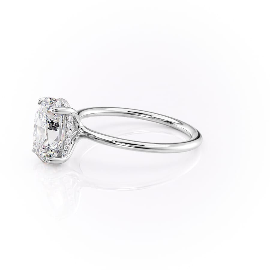 Elysian Oval 1.58 Carat VVS1 Lab-Grown Hidden Halo Engagement Ring in 18K White Gold Left Side View