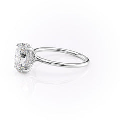 Elysian Oval 1.58 Carat VVS1 Lab-Grown Hidden Halo Engagement Ring in 18K White Gold Left Side View