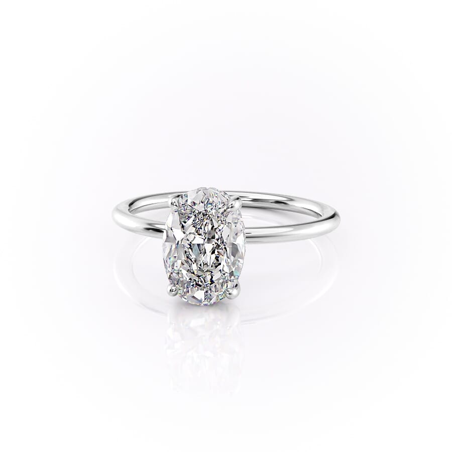 Elysian Oval 1.58 Carat VVS1 Lab-Grown Hidden Halo Engagement Ring in 18K White Gold Left View