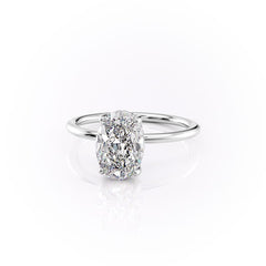Elysian Oval 1.58 Carat VVS1 Lab-Grown Hidden Halo Engagement Ring in 18K White Gold Left View