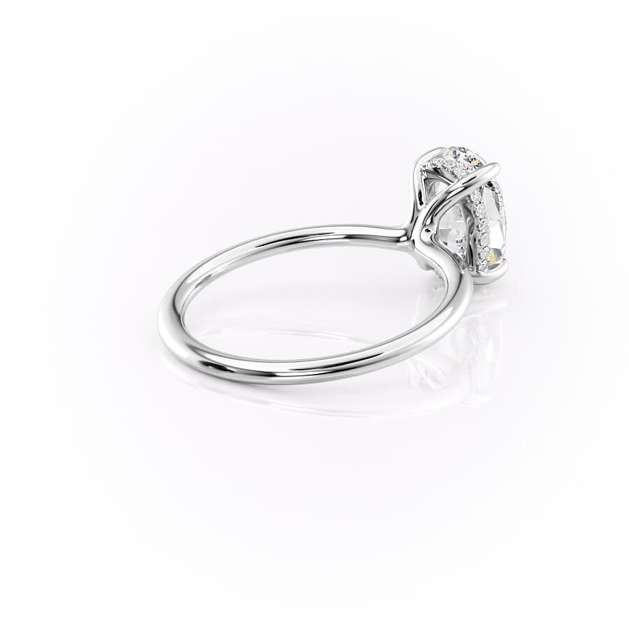Elysian Oval 1.58 Carat VVS1 Lab-Grown Hidden Halo Engagement Ring in 18K White Gold Right Side Cross View