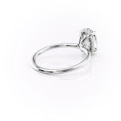 Elysian Oval 1.58 Carat VVS1 Lab-Grown Hidden Halo Engagement Ring in 18K White Gold Right Side Cross View