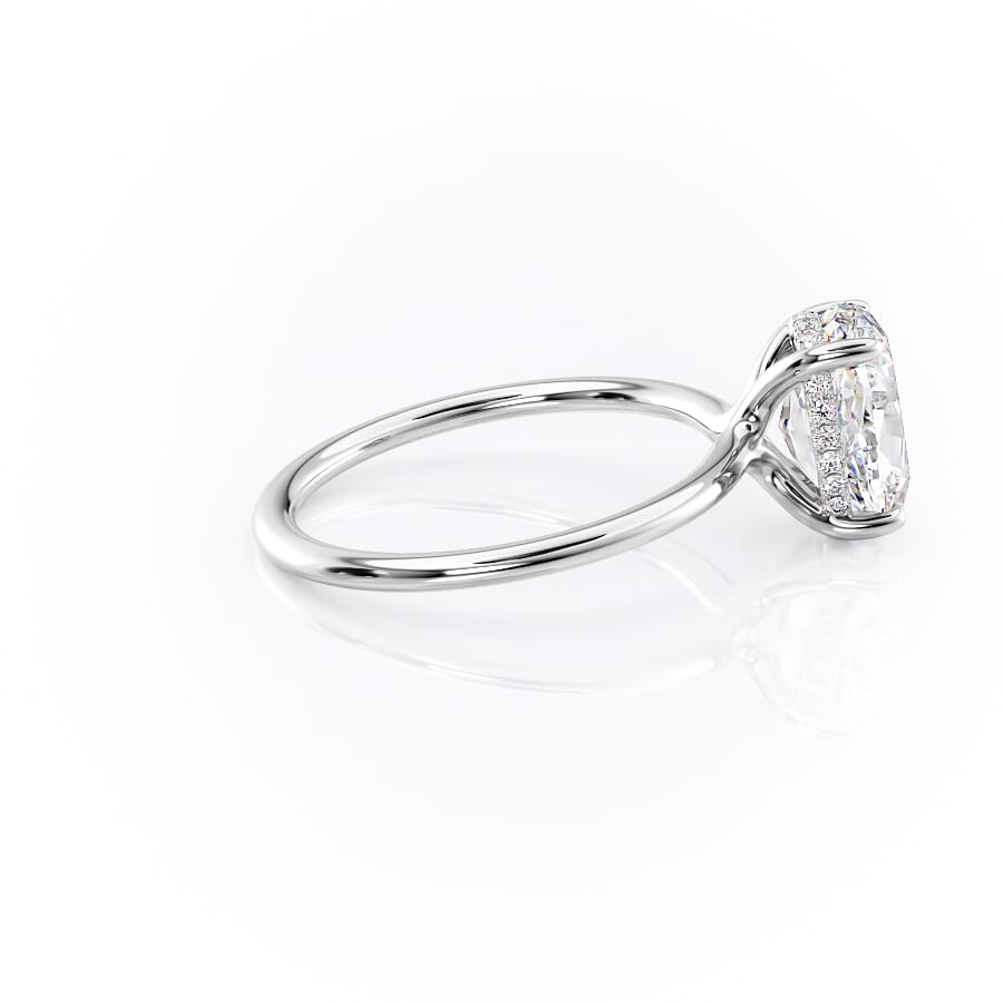 Elysian Oval 1.58 Carat VVS1 Lab-Grown Hidden Halo Engagement Ring in 18K White Gold Right Side View