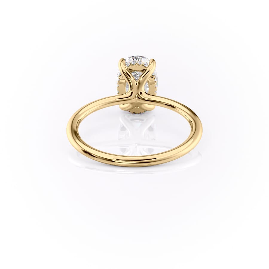 Elysian Oval 1.58 Carat VVS1 Lab-Grown Hidden Halo Engagement Ring in 18K Yellow Gold Back View