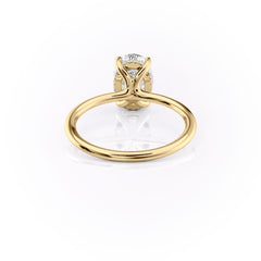 Elysian Oval 1.58 Carat VVS1 Lab-Grown Hidden Halo Engagement Ring in 18K Yellow Gold Back View