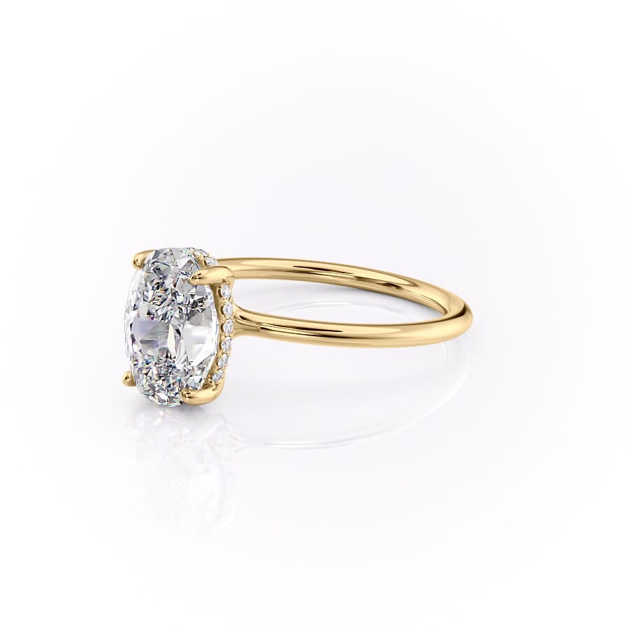 Elysian Oval 1.58 Carat VVS1 Lab-Grown Hidden Halo Engagement Ring in 18K Yellow Gold Left Side View