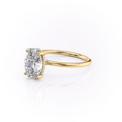 Elysian Oval 1.58 Carat VVS1 Lab-Grown Hidden Halo Engagement Ring in 18K Yellow Gold Left Side View