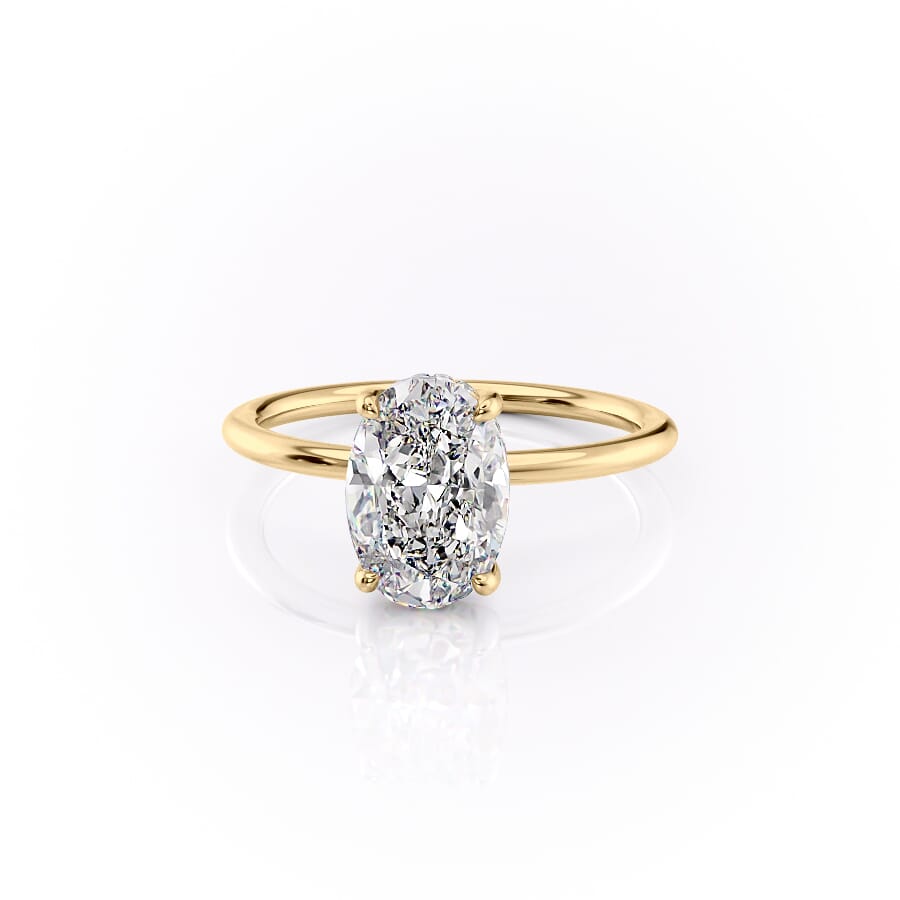 Elysian Oval 1.58 Carat VVS1 Lab-Grown Hidden Halo Engagement Ring in 18K Yellow Gold Left View