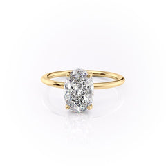 Elysian Oval 1.58 Carat VVS1 Lab-Grown Hidden Halo Engagement Ring in 18K Yellow Gold Left View
