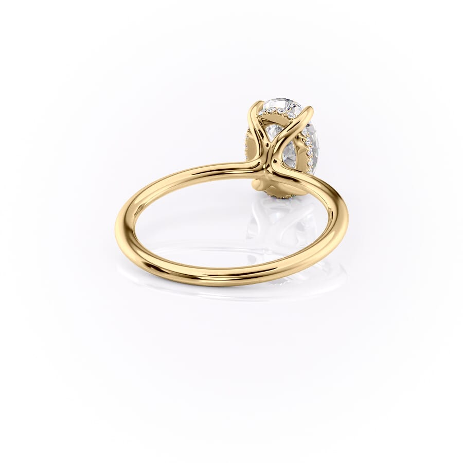 Elysian Oval 1.58 Carat VVS1 Lab-Grown Hidden Halo Engagement Ring in 18K Yellow Gold Right Side Cross View