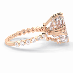 Embrace 7.74 Carat Emerald VS1 Lab-Grown Solitaire Engagement Ring in 18K Rose Gold