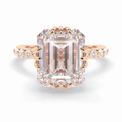 Embrace 7.74 Carat Emerald VS1 Lab-Grown Solitaire Engagement Ring in 18K Rose Gold