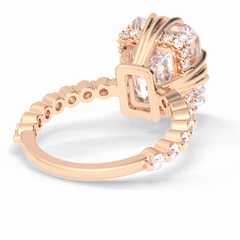 Embrace 7.74 Carat Emerald VS1 Lab-Grown Solitaire Engagement Ring in 18K Rose Gold