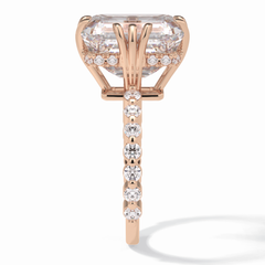 Embrace 7.74 Carat Emerald VS1 Lab-Grown Solitaire Engagement Ring in 18K Rose Gold