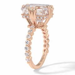 Embrace 7.74 Carat Emerald VS1 Lab-Grown Solitaire Engagement Ring in 18K Rose Gold