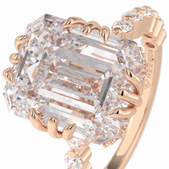 Embrace 7.74 Carat Emerald VS1 Lab-Grown Solitaire Engagement Ring in 18K Rose Gold