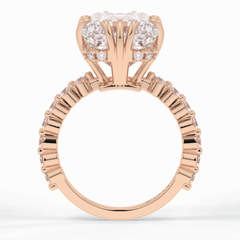 Embrace 7.74 Carat Emerald VS1 Lab-Grown Solitaire Engagement Ring in 18K Rose Gold