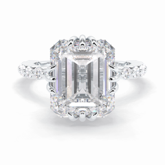 Embrace 7.74 Carat Emerald VS1 Lab-Grown Solitaire Engagement Ring in 18K White Gold
