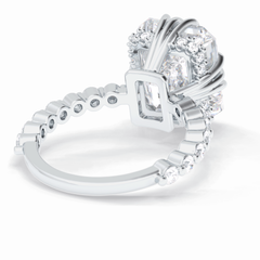 Embrace 7.74 Carat Emerald VS1 Lab-Grown Solitaire Engagement Ring in 18K White Gold