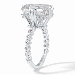 Embrace 7.74 Carat Emerald VS1 Lab-Grown Solitaire Engagement Ring in 18K White Gold