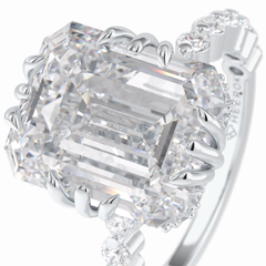 Embrace 7.74 Carat Emerald VS1 Lab-Grown Solitaire Engagement Ring in 18K White Gold