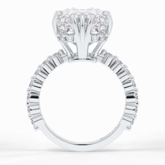 Embrace 7.74 Carat Emerald VS1 Lab-Grown Solitaire Engagement Ring in 18K White Gold