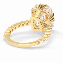 Embrace 7.74 Carat Emerald VS1 Lab-Grown Solitaire Engagement Ring in 18K Yellow Gold