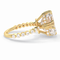 Embrace 7.74 Carat Emerald VS1 Lab-Grown Solitaire Engagement Ring in 18K Yellow Gold