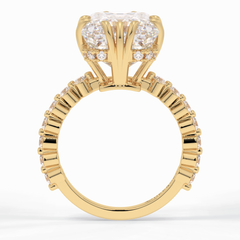 Embrace 7.74 Carat Emerald VS1 Lab-Grown Solitaire Engagement Ring in 18K Yellow Gold