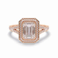 Empire 1.41 Carat Emerald VS1 Lab-Grown Halo Engagement Ring in 18K Rose Gold