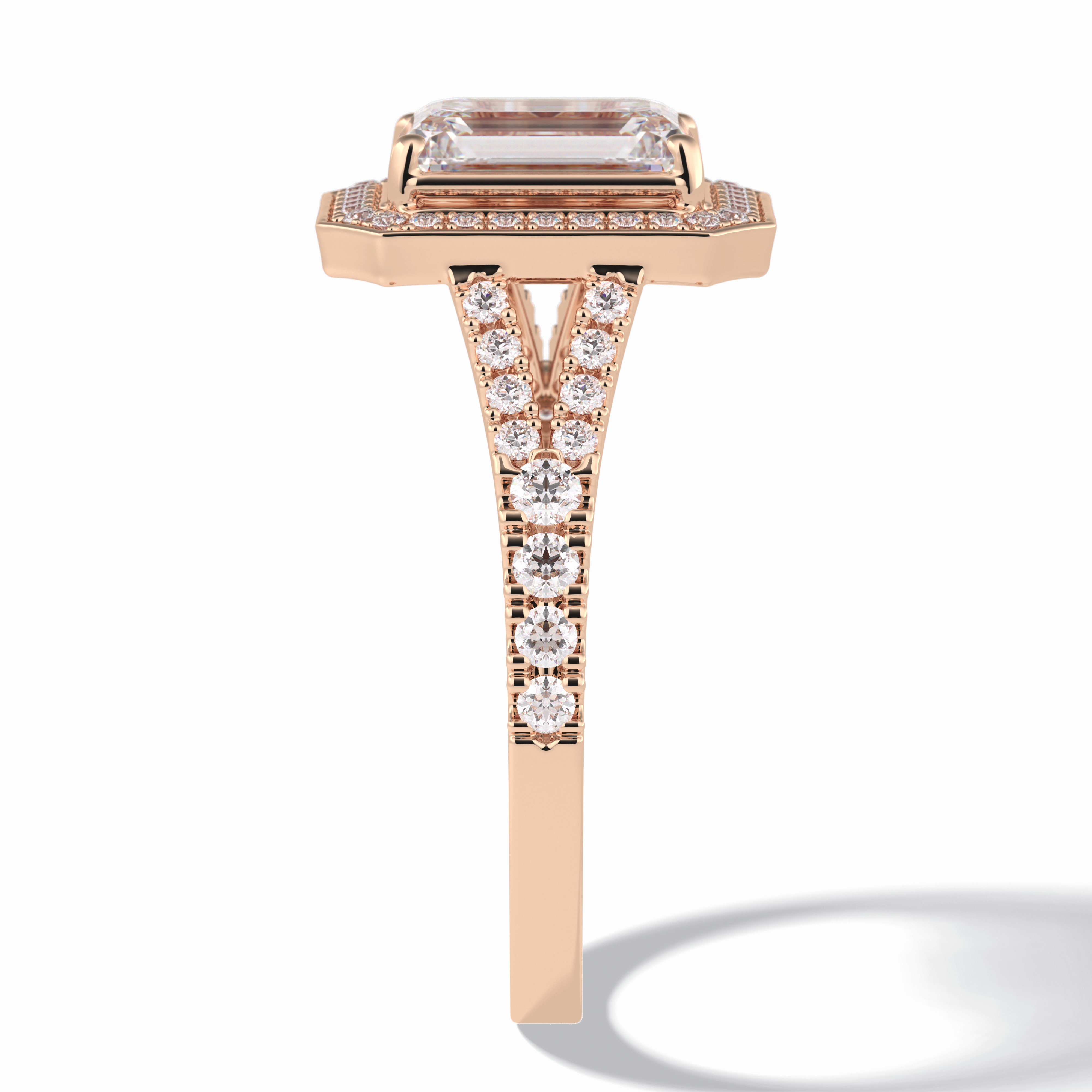 Empire 1.41 Carat Emerald VS1 Lab-Grown Halo Engagement Ring in 18K Rose Gold