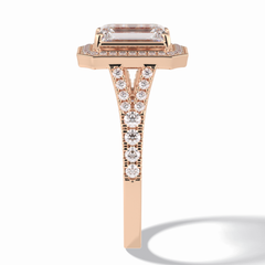 Empire 1.41 Carat Emerald VS1 Lab-Grown Halo Engagement Ring in 18K Rose Gold
